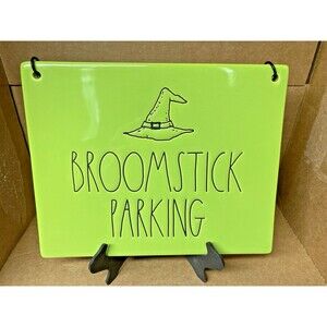 Rae Dunn Halloween Broomstick Parking Ceramic Sign Wire Hanger by Magenta Green